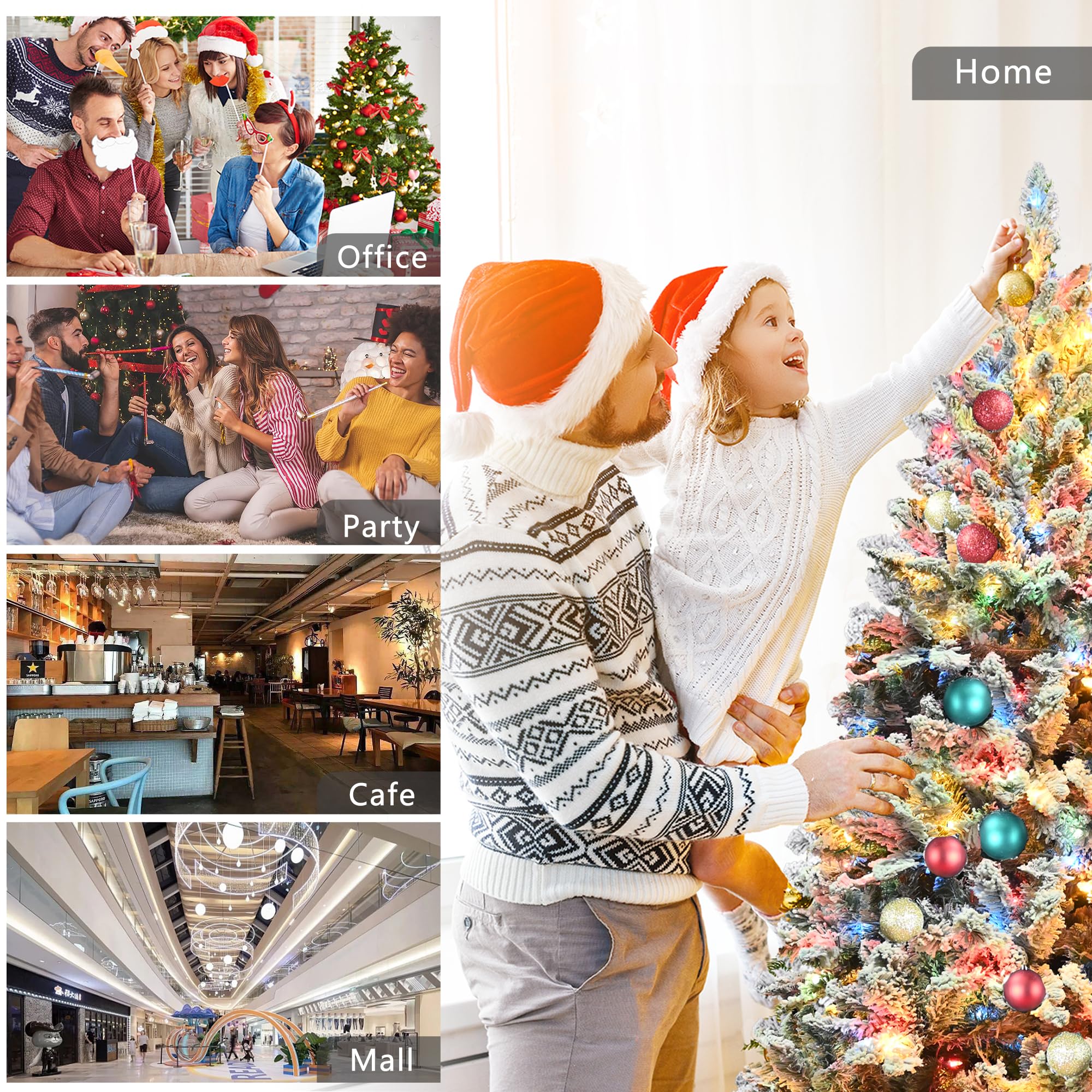 7FT Pre-Lit Christmas Tree with 500 Multicolor Lights, Realistic Snow Flocked Artificial Pine Trees with Pine Cones & Premium PVC, Sturdy Foldable Metal Stand, Easy Assembly Hinged Design