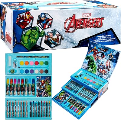 Marvel Art Set for Kids Avengers Art Case Crayons Paints Markers Multicolor