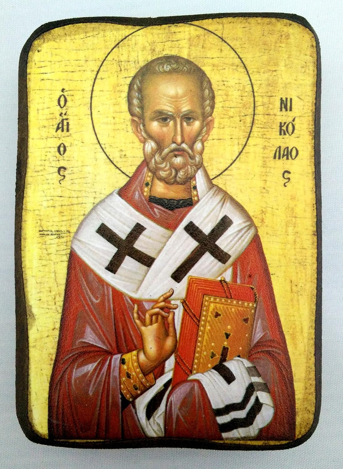 Holz Griechisch Christian Orthodoxe St. Nikolaus-Holz Icon/A0: Amazon