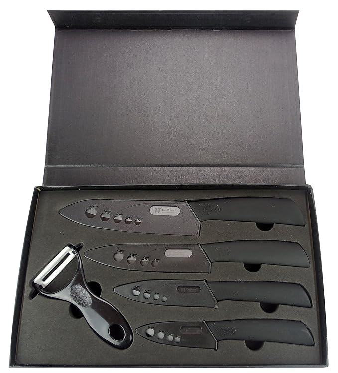 Amazon.com: Tim Home El Mejor Regalo de Cocina 5ps Cuchillos Negros de Cerámica de 3