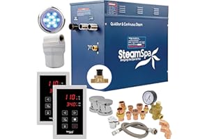 SteamSpa 10.5kW Steam Sauna Generator Executive Bundle 240V Steam Generator with Touch Pad, Steamheads, Pressure Relief Valve, Built-in Auto Drain, LED Light, Filter and Quick Install Kit EXT1050CH-A