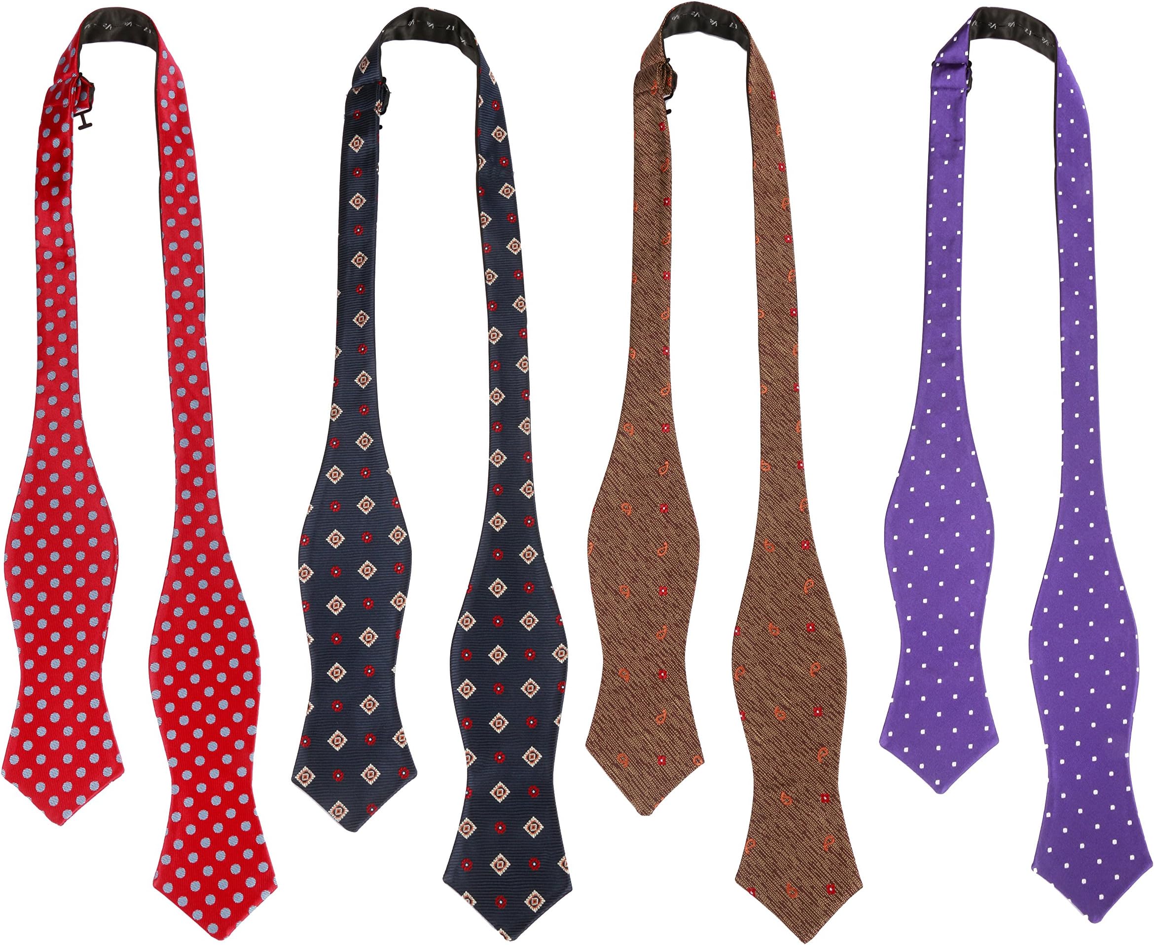 Zakka Republic 4pc Mens Fashion Adjustable Diamond Tip Self Tied Bow Tie (PST-02)