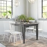 EMMA + OLIVER Gray 47" Solid Wood Dining Table | 3 Inch Offset Paneled Apron, 3" Turned Decorative Legs, Water Resistant Finish, Seating for 4