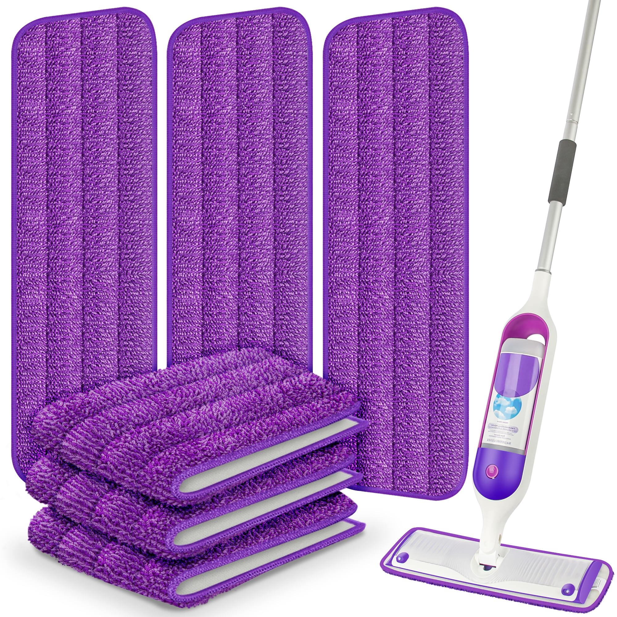 6 Pack Reusable Mop Pads Compatible with Swiffer PowerMop, Wood Floor Pads Microfiber Mop Replacement Refills Machine Washable for All Floor Surfaces