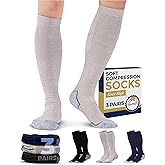 Pembrook Light Compression Socks for Men & Women - 3 Pairs | 8-15 mmhg Compression Dress Socks for Men | Support Socks