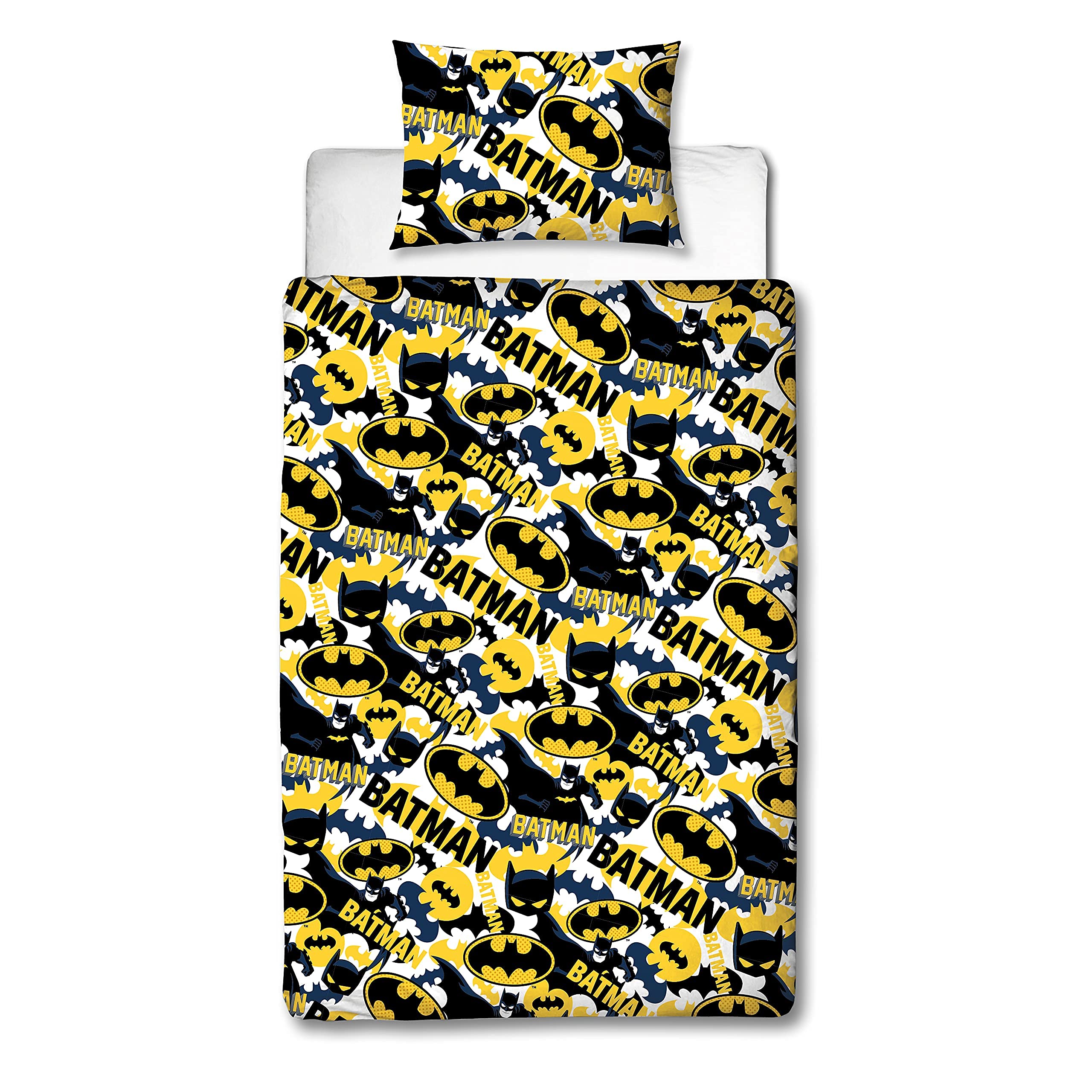 Batman Official Single Duvet Cover Camo Design | Reversible 2 Sided Bedding Duvet Cover, Official Merchandise Including Pillow Case