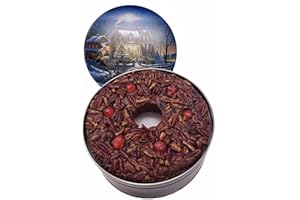 Jane Parker Fruitcake Dark Fruit Cake 3 Pound (48 Ounce) Ring in a Collectible Holiday Tin (Colors may vary) -Holiday Cake-Christmas Cake-The Best Fruitcake You Can Buy
