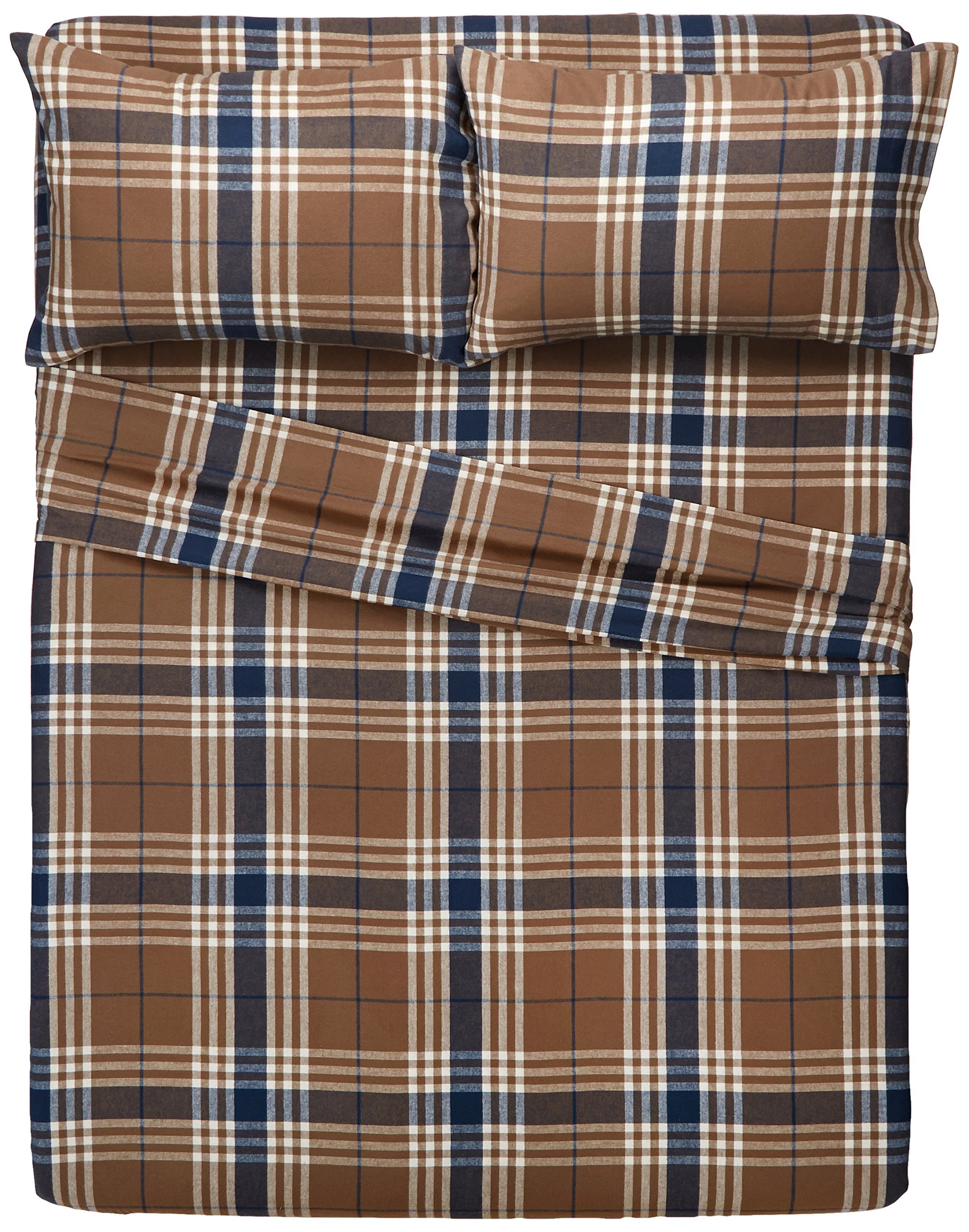 Pinzon 160 Gram Plaid Flannel Sheet Set King, Brown Plaid 841710118339 eBay
