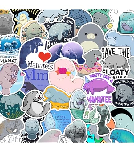 Manatee Sticker 4 Inch - Waterproof Sea Cow Vinyl Decal For Laptop, Water Bottle, Car