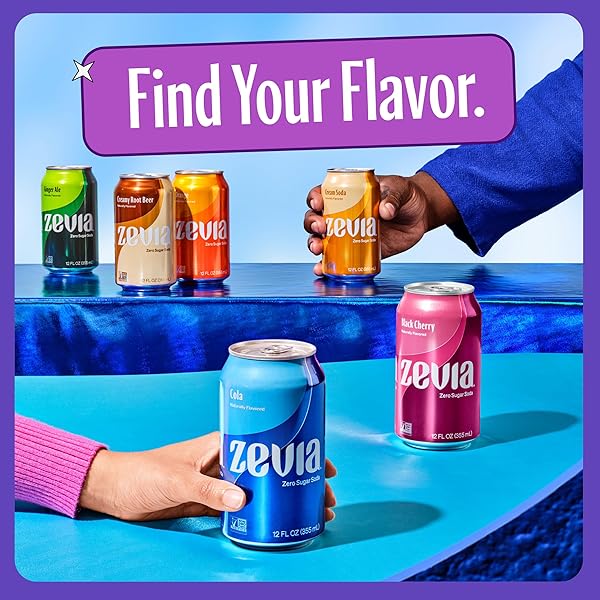 ZEVIA ZERO SUGAR SODA, GRAPE, 12 OZ CANS (8-PACK) – NATURALLY SWEETENED, NON-GMO PROJECT VERIFIED, GLUTEN-FREE, VEGAN