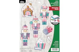 Bucilla Felt Applique 6 Piece Ornament Making Kit, Nutcracker Sweet, Perfect for DIY Arts and Crafts, 89292E