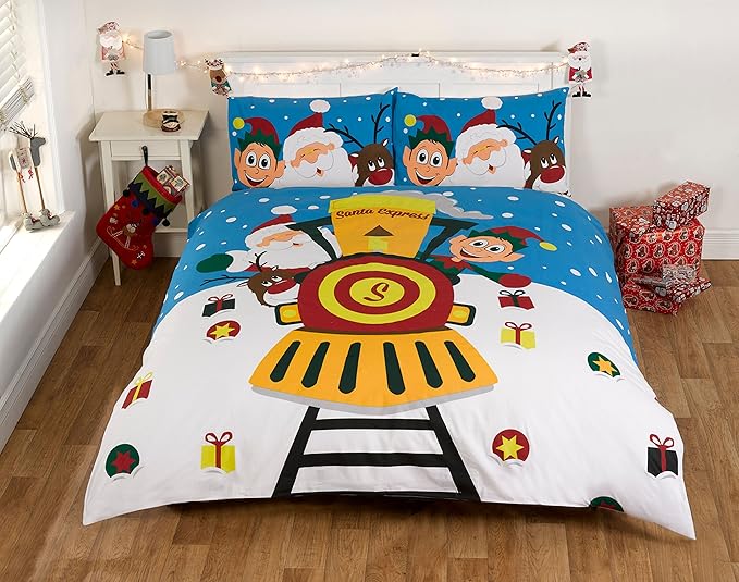 Christmas Novelty Kids Adult Duvet Cover Set Bedding Santa Express