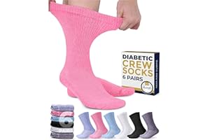 Pembrook Diabetic Socks Men and Women - Non Binding Diabetic Socks Women for Neuropathy | Pink, Purple, Blue, White, Black, L