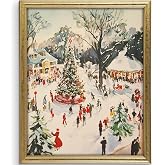 DREAM BIG PRINTABLES Winter Wonderland Festive Town Square Art Print - 11x14 | Christmas Wall Art for Living Room | Festive Decor for Holiday Home | Vintage Wall Pictures for Bedroom