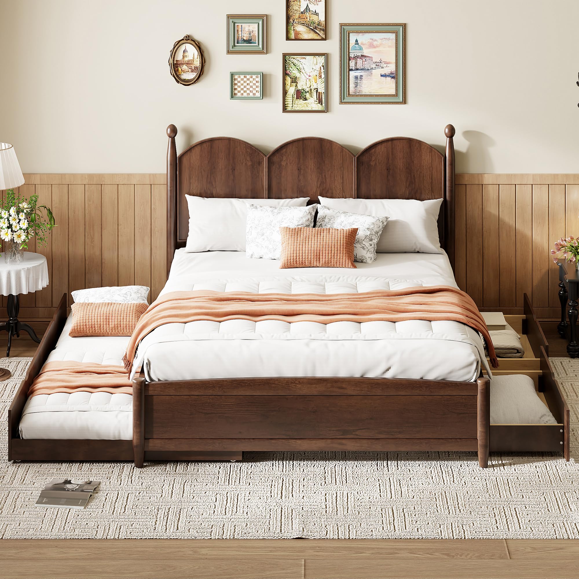 Merax Queen Size Platform Bed with 2 Storage Drawers and Twin XL Size ...