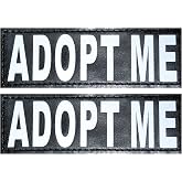 Doggie Stylz Set of 2 Reflective Adopt ME Removable Patches | Hook Backing, Working Dog Harnesses &amp; Vests, Durable and Interchangeable, Comes in 3 Sizes Small Medium and Large