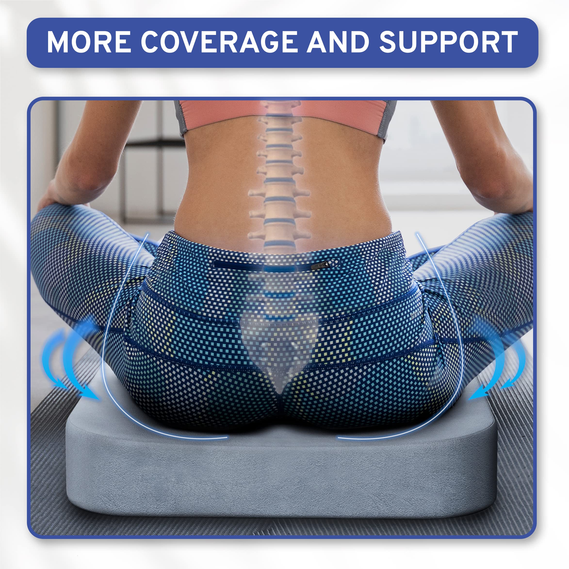 Seat Cushion Extra Large - Firm Memory Foam Chair Pad for Recliner, Wheelchair, Office Chair, Stadium, Bleacher, Car, Floor, Patio Furniture, Bariatric Overweight Users 19”x17”x3”