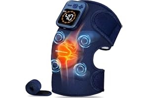 KingPavonini Cordless Knee Massager for Pain Relief, Newly 4 Motors Vibration, 5 Heat Levels, 6 Massage Modes, Knee Heating Pad for Knee Pain, Heated Knee Massager Brace, Gifts for Mom Dad (1Pack)
