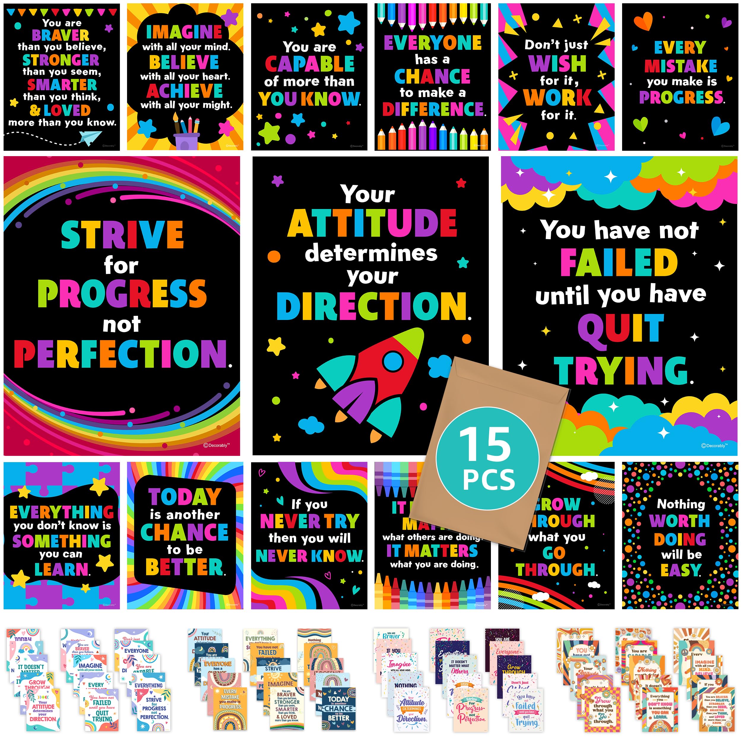 Mua Decorably 15 Chalkboard Motivational Posters for Classroom Kids ...