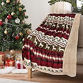 Christmas Sherpa Throw - 50" x 60" Xmas Pattern, Super Soft Fluffy TV Blanket for Bed, Couch, Holidays - Grey X-Mas