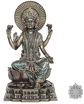 Statuette Indienne En Bronze Déesse Laxmi Divinité Hindoue