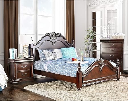 Amazon Com Furniture Of America Diva 3 Pc Cherry Bedroom Set Queen Furniture Decor
