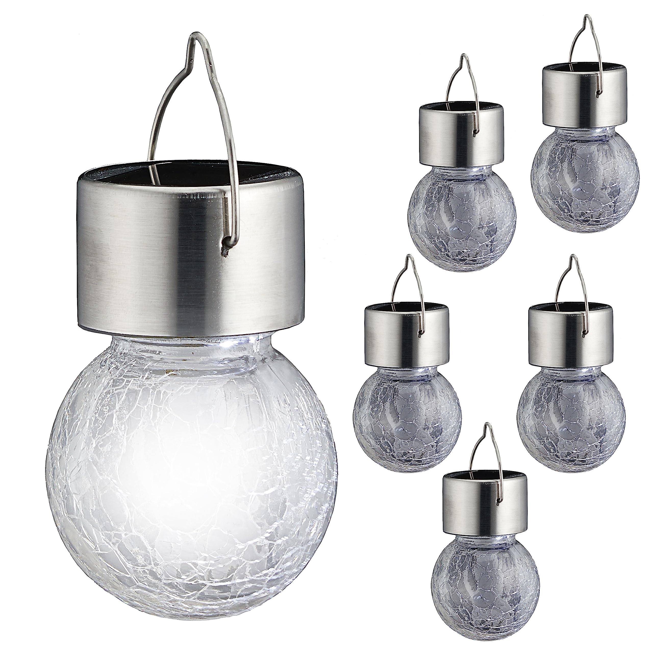 Cepewa Solar Lights Crackle 6 x 11 cm Set of 6 Clear