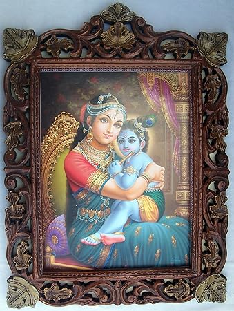 Amazonde Lord Bal Krishna In Yashoda Runde Poster Gemälde In Holz