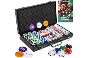 Poker Set with 300 Poker Chips 11.5 Gram for Texas Holdem – Professional Weight Poker Chips Set with 2 Decks Cards, Big Small