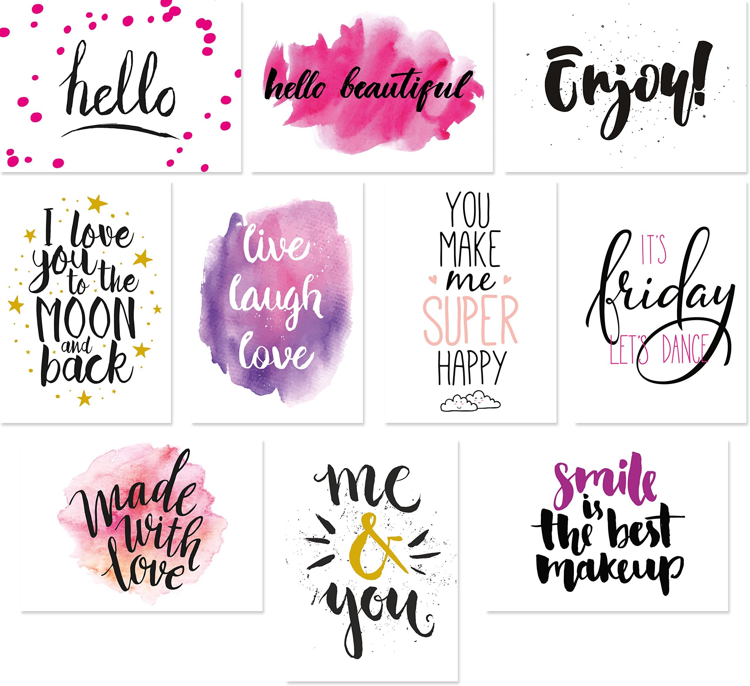 20 x typography postcard/greeting card set, 10 designs on 2 cards each, Set 1