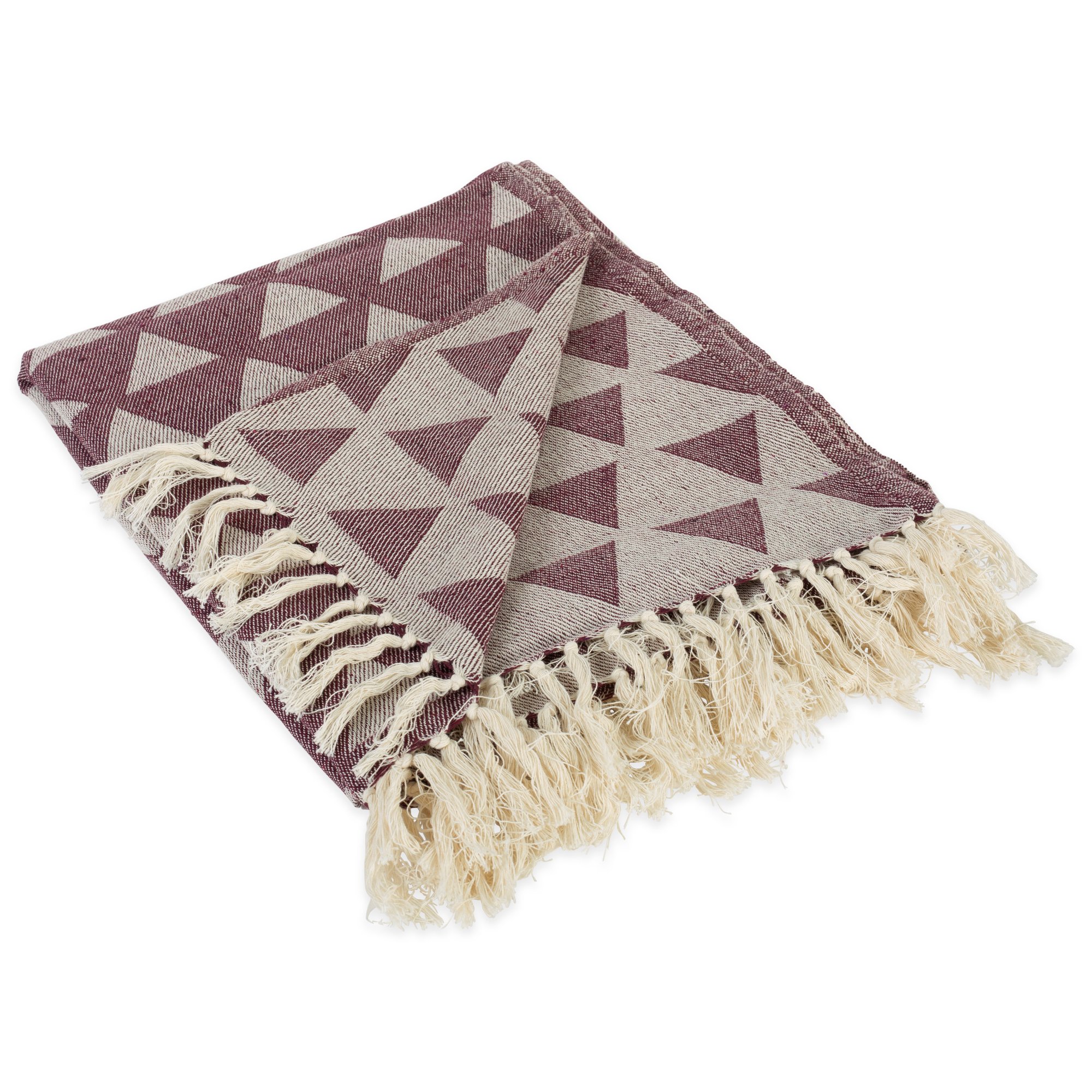 DII Decorative Woven Throw with Fringe, Blackberry Triangle LAVORIST