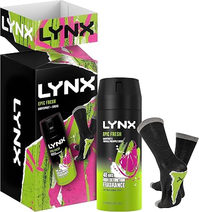 Lynx Epic Fresh Body Spray & Socks Gift Set for Him - 48hr Odour Protection