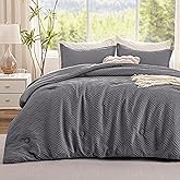 EXQ Home Waffle Comforter Twin Size - Super Soft Embossed Design Comforter Set 2 Pieces, Grey 3D Diamond Pattern Bedding Set,Winter Warm Bed Set,1 Comforter with 1 Pillowcases