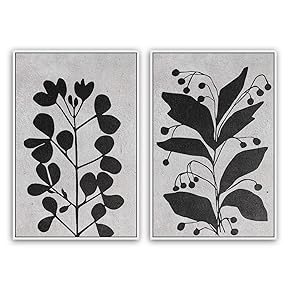 SIGNWIN 2 Piece Framed Canvas Wall Art Black...