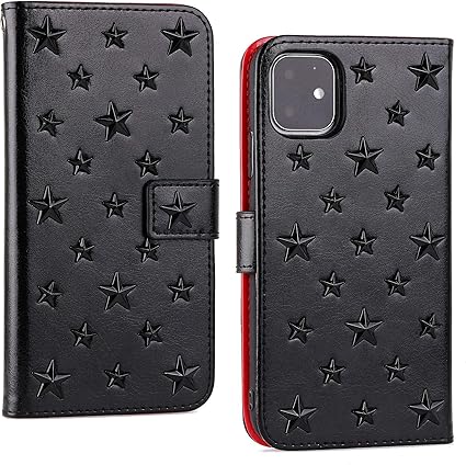 Amazon Co Jp Lnobern Iphone 11 ケース 両面星柄 スタッズ 鋲 対応 Iphone ケース 手帳型 アイフォン 11 カバー ハンドワック 耐衝撃 Iphone 11 Case For Iphone 11 6 1インチ 黒 赤 家電 カメラ