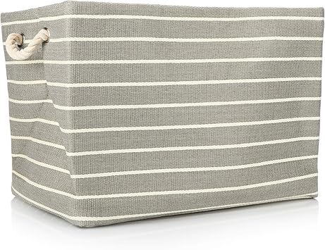 com-four® Cesta de Almacenamiento a Rayas para Mantas, Almohadas, Ropa