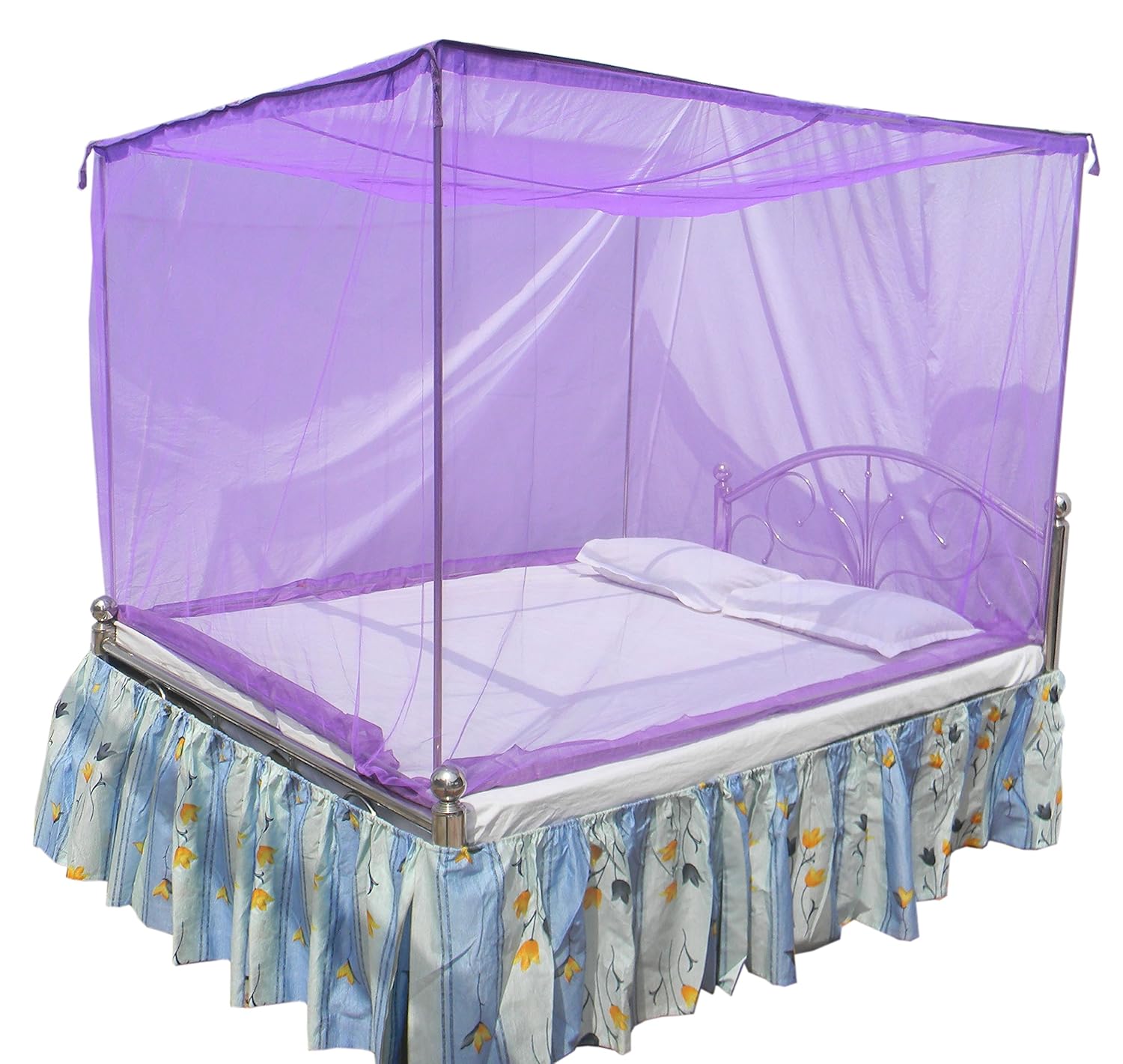 HOMECUTE Polyester Double Bed Cotton Edge Traditional Mosquito Net (6 X