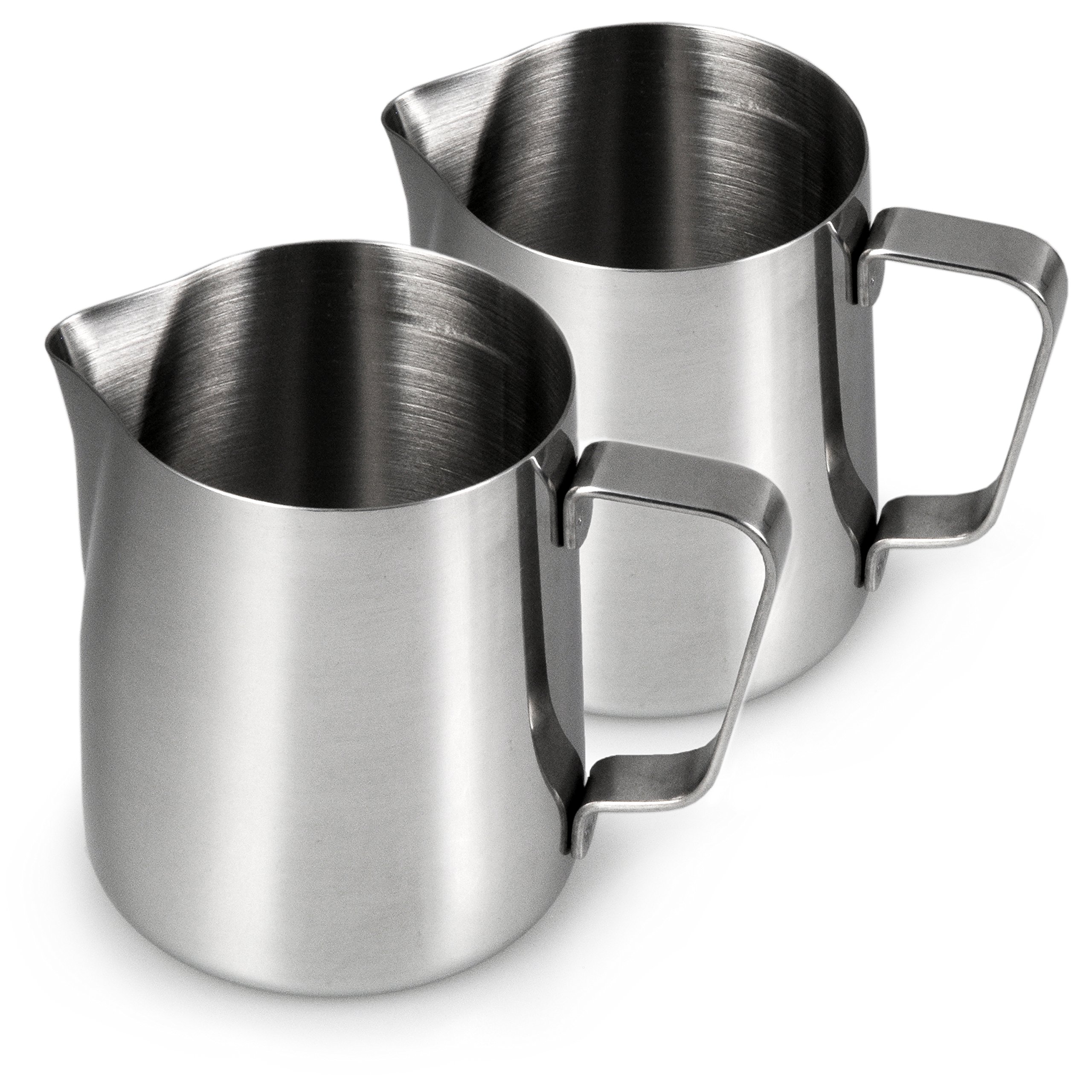 Stainless steel milk jug for frothing milk in a set of 2, milk jug 500 ml, milk frother for coffee 0.5 litres, milk frothing, Barista frothing jug, Cafe, Colour: glossy silver, Brand YOUZiNGS