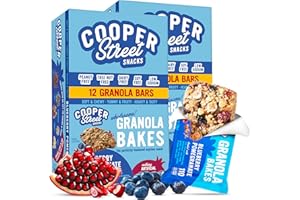 Cooper Street Blueberry Pomegranate Granola Bakes (24 bars) - Individually Wrapped Soft and Chewy Breakfast Granola Bars - Nut, Dairy & Soy Free - Great As Kids Snacks For School, Hiking Or Lunchbreak