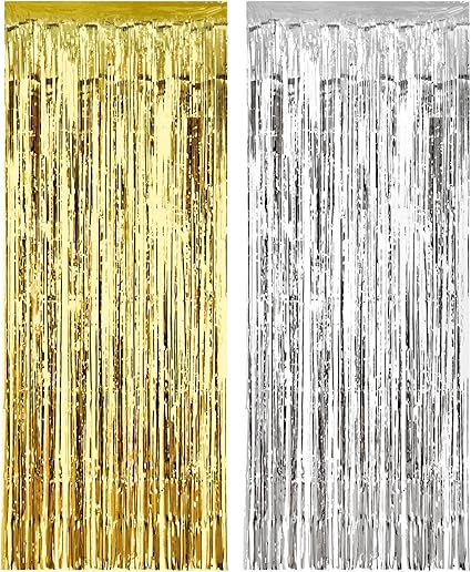 piezas fiesta cortinas plateado