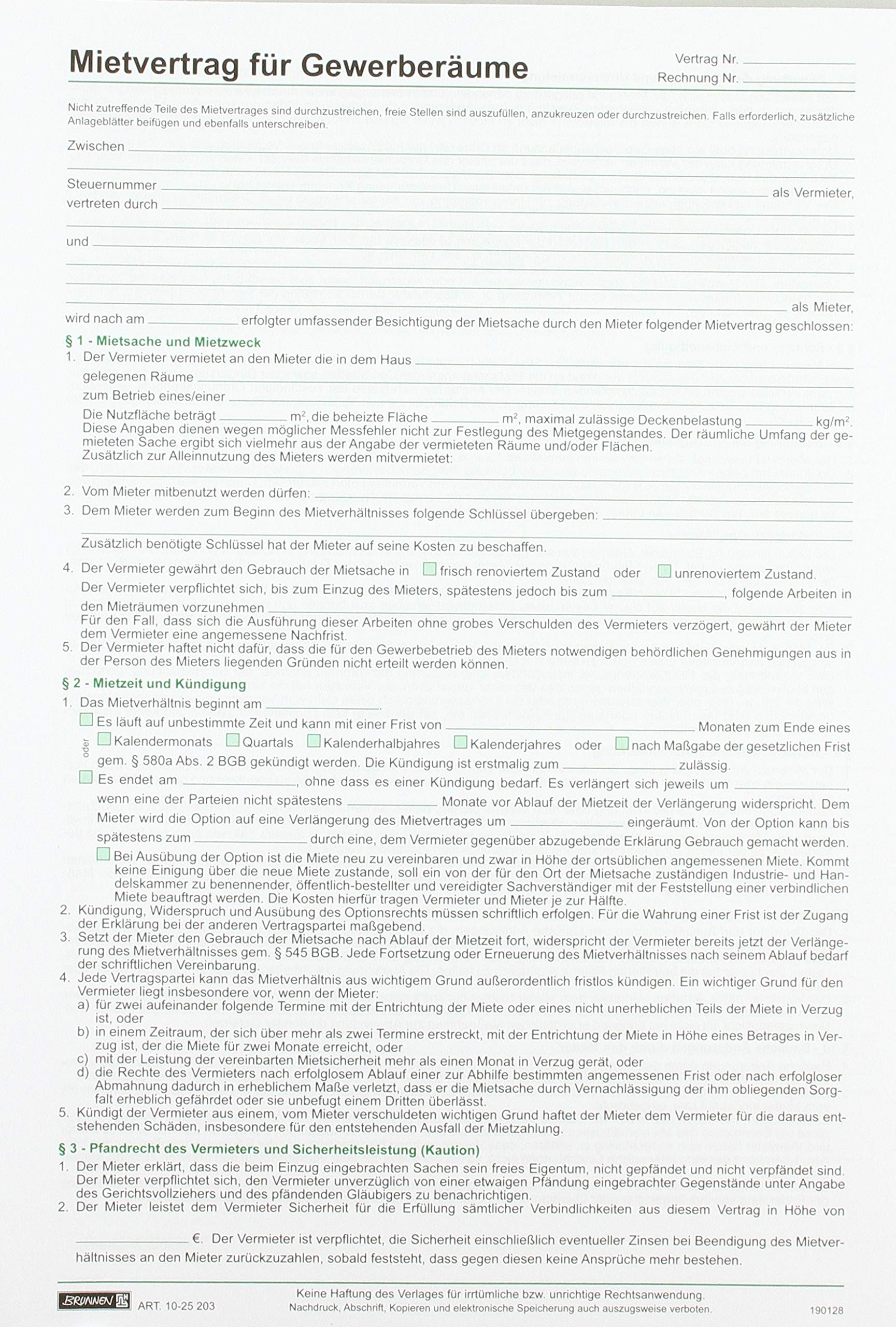 10 x BRUNNEN Rental Contract Commercial Premises