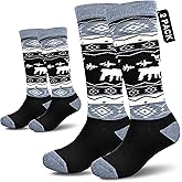 Socks Daze 2 Pack Kids Merino Wool Blend Ski Socks Knee High Winter Warm Snowboard Skating Socks for Boys Girls Toddler