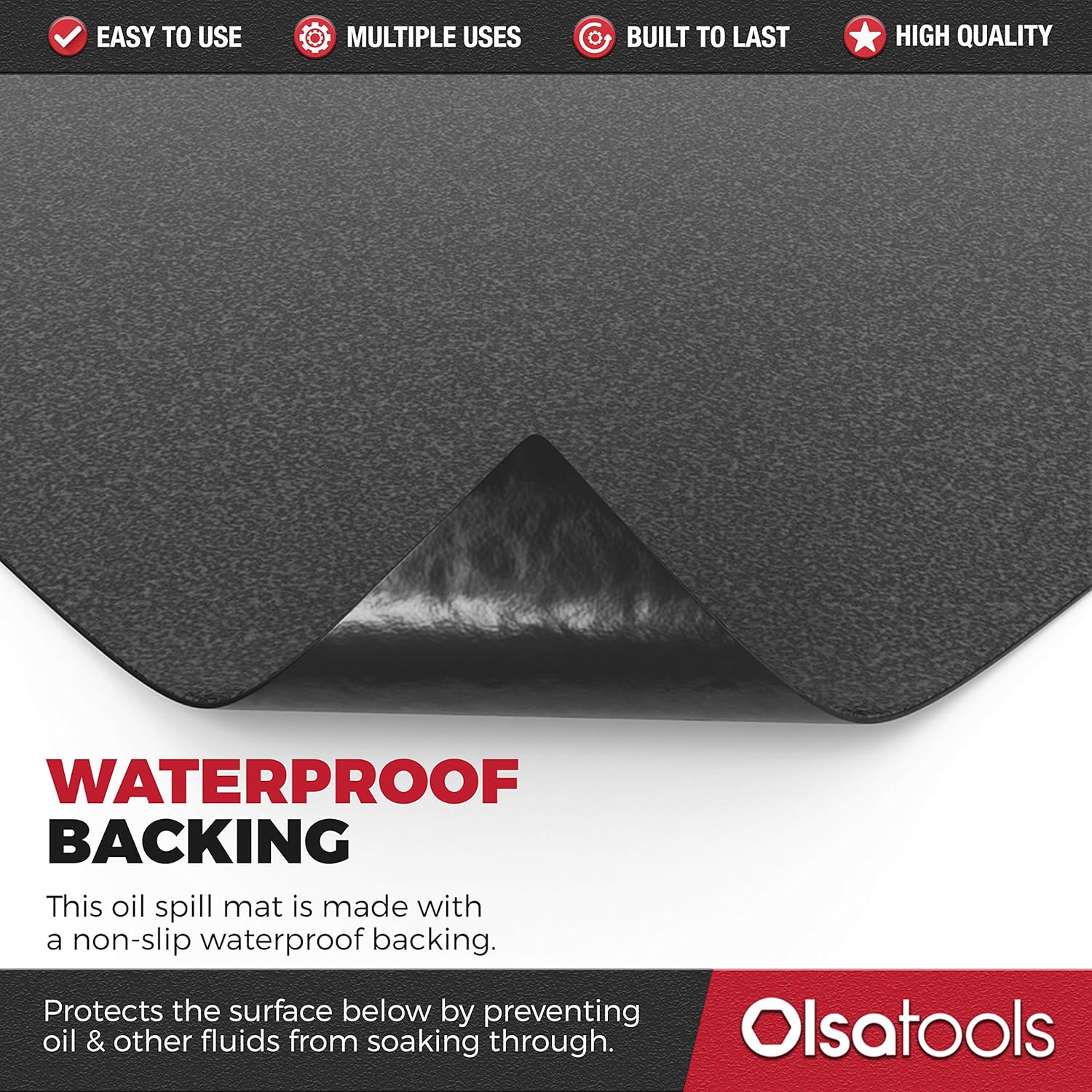 Olsa Tools Garage Floor Mat, 30" x 60", 1pc | Oil Spill Mat | Floor Protection | Oil Absorbent Pad | Driveway Garage Mat | Fuel, Fluid, Grease Rug Carpet | Waterproof | Polyester, Fireproof Material: Home Improvement