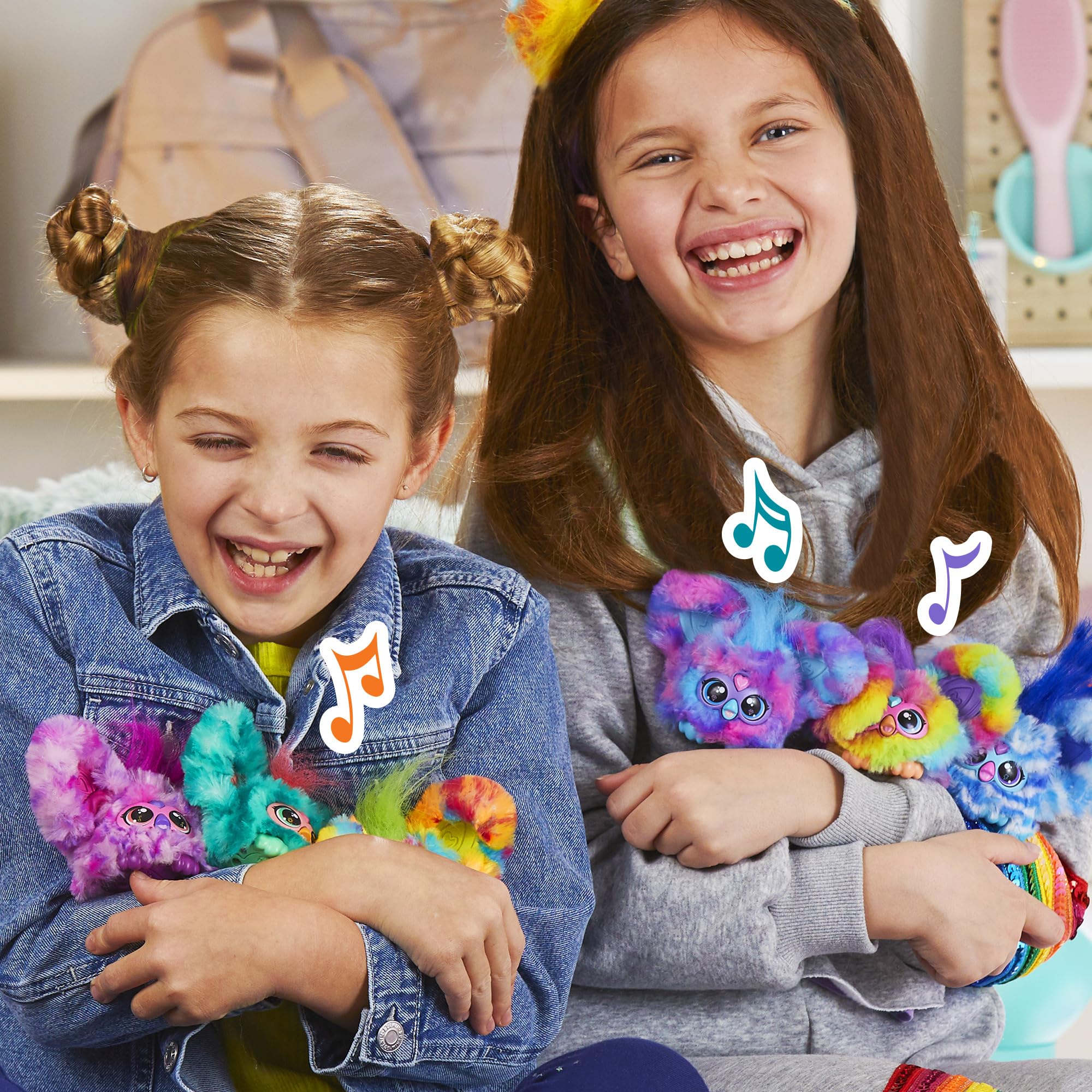 Furby Furblets 2-Pack, Mini Friends Luv-Lee & Mello-Nee, 45+ Sounds Each, Music & Furbish Phrases, Electronic Plush Toys, Red/Green & Purple/Blue, Back to School Gifts, Ages 6+ (Amazon Exclusive)