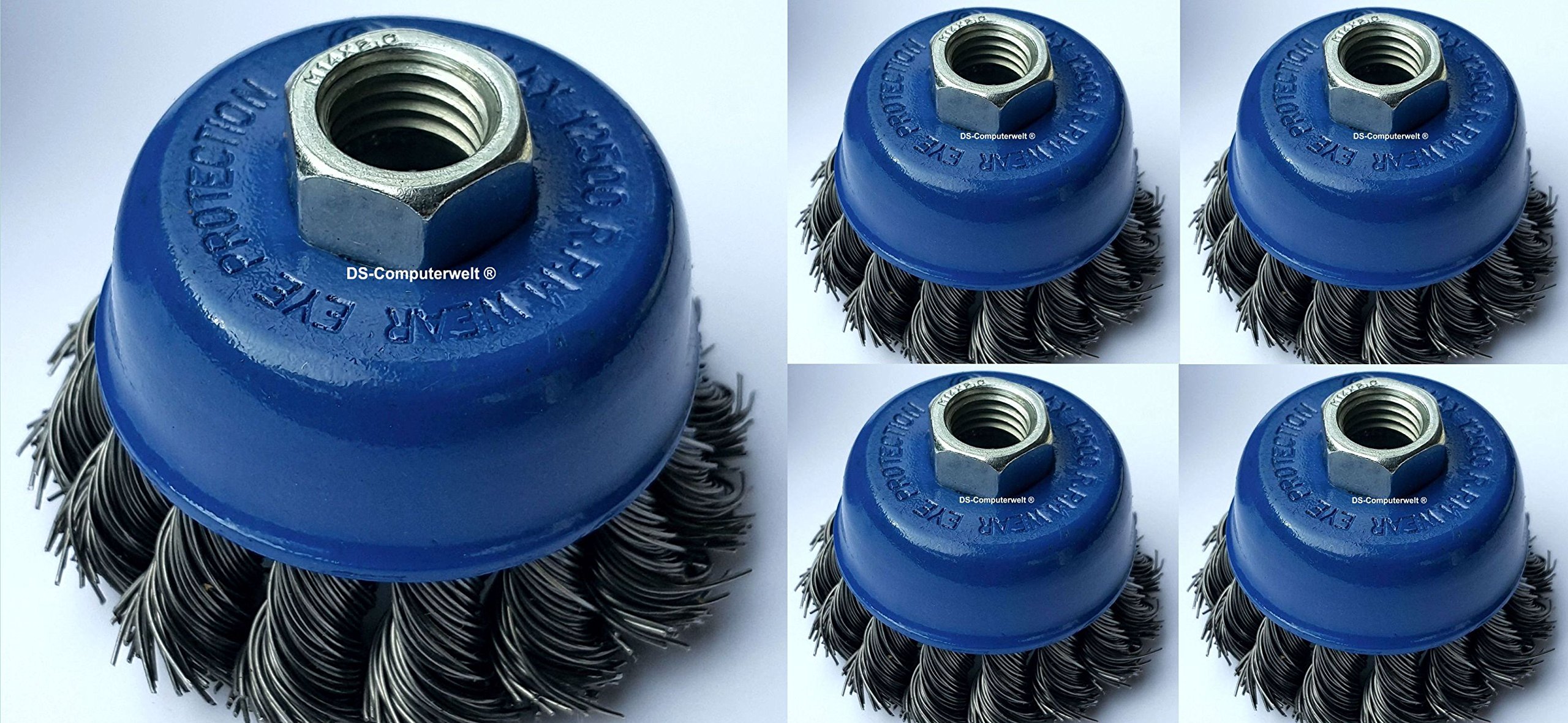 4 cup brushes diameter: 65 mm, braided sanding brush M14 x 2 wire brush