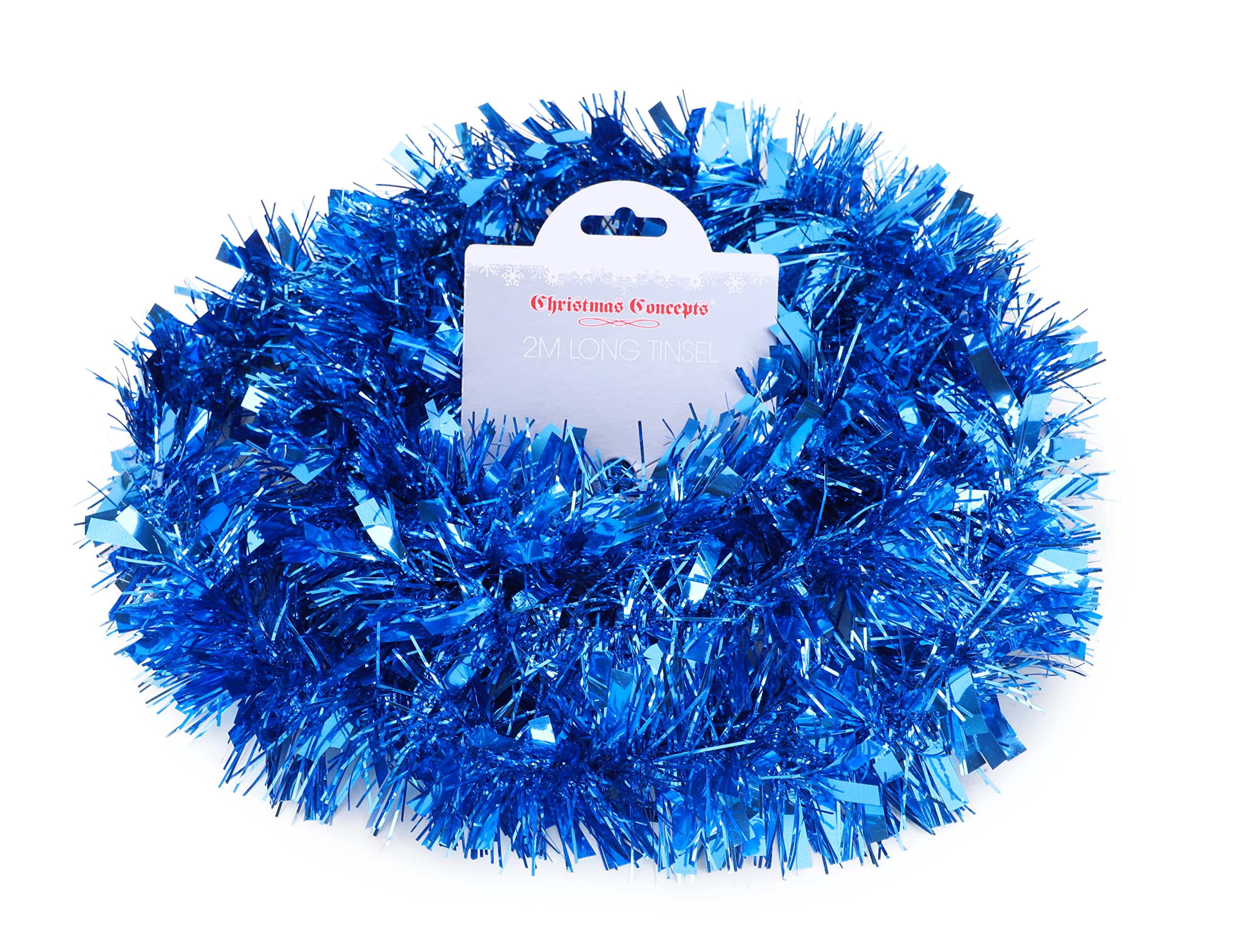 Christmas Concepts® 2m (6.6ft) Chunky/Fine Christmas Tinsel - Christmas Decoration Tinsel (Blue) — image 1