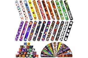 Hifunwu 72 PCS Halloween Slap Bracelets bulk for Kids Girls Boys, Pumpkin Zombie Witches Snap Bracelet Wristbands for Party Favors and Supplies, Halloween Birthday Gifts