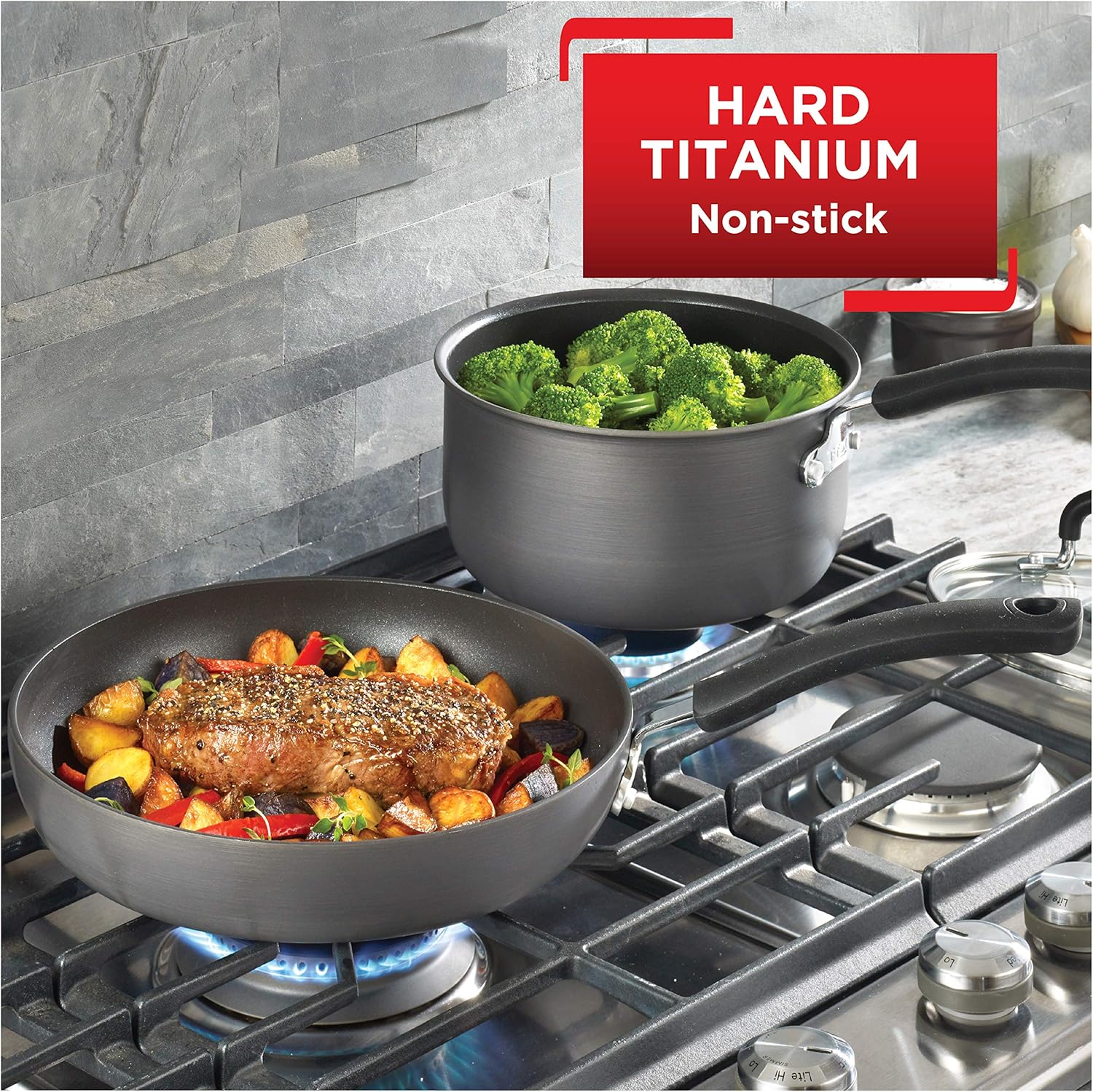 T-fal, Ultimate Hard Anodized, Nonstick 16 In. x 13 In. Roaster with Rack, Black, 16 Inch x 13 Inch, Grey: Kitchen & Dining