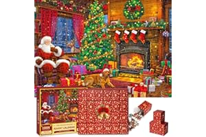 FIKAMD Advent Calendar 2024 Christmas Puzzles: 1008 Pieces Puzzle for Adults 24 Days of Christmas Countdown Jigsaw Puzzles Family Calendar Gitfs for Kids Boys Girls Christmas Stocking Stuffer Home Decoration