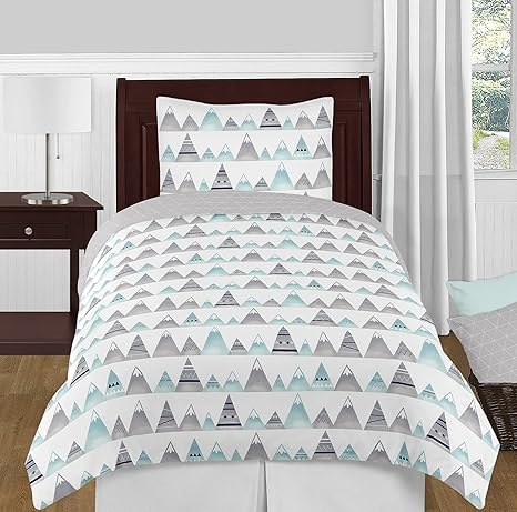 Amazon Com Sweet Jojo Designs Navy Blue Aqua And Grey Aztec Mountains Boy Or Girl Twin Kid Childrens Teen Bedding Comforter Set 4 Pieces Home Kitchen